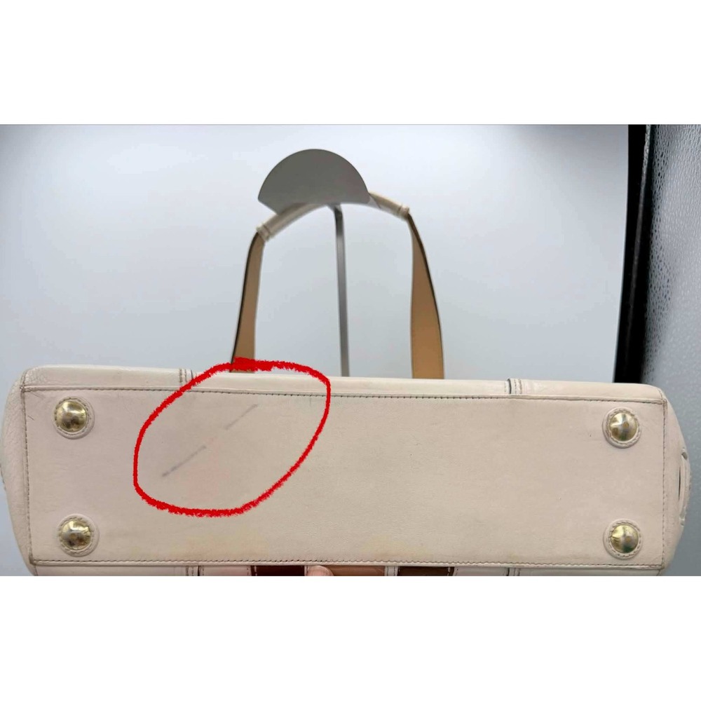 Coach Hamptons Stripe Leather Satchel Off White Brown Brass 11609 - Picture 14 of 14